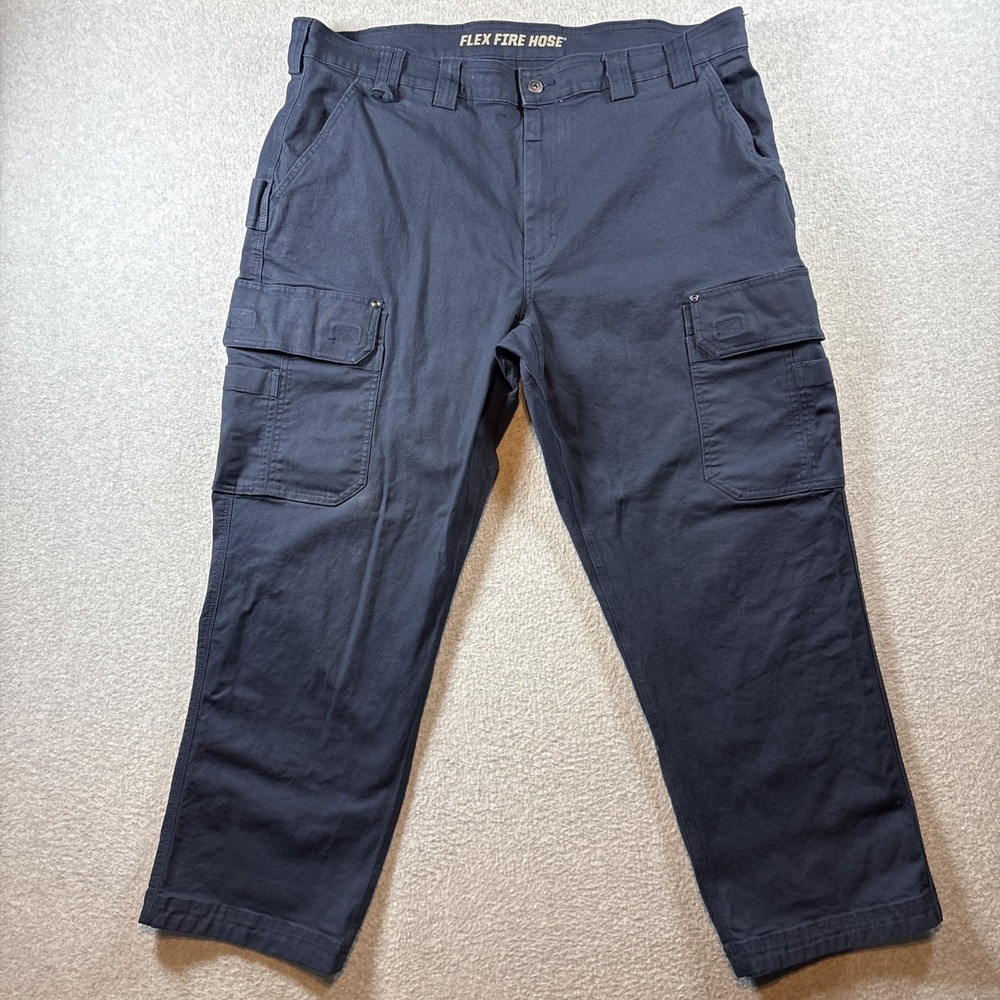 Duluth Trading Fire Flex Hose Navy Blue Cargo Men's 42x30 Canvas Pants Work